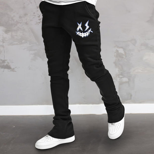 Trendy brand smiley face printed street straight trousers