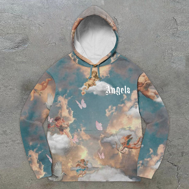 Angel Vintage Print Trendy Street Hoodie