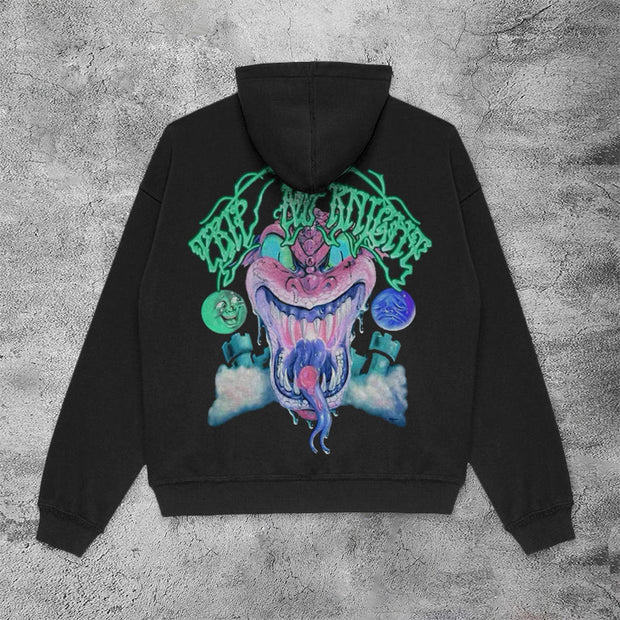 Casual retro evil creature hoodie