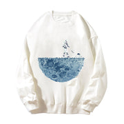 Casual astronaut print crew neck long sleeve couple sweatshirt