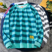 Striped Korean Trend Long Sleeve T-Shirt Round Neck Loose Pullover Sweatshirt