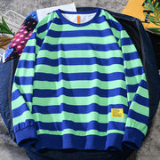 Striped Korean Trend Long Sleeve T-Shirt Round Neck Loose Pullover Sweatshirt