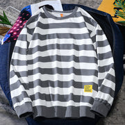 Striped Korean Trend Long Sleeve T-Shirt Round Neck Loose Pullover Sweatshirt