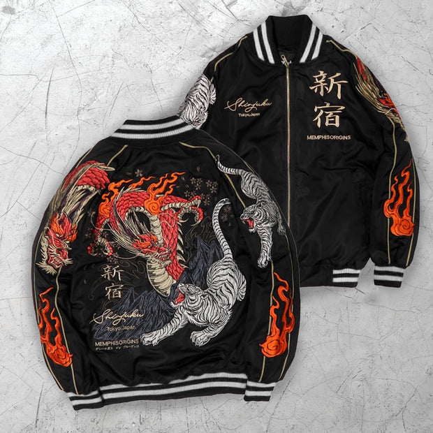 Casual shinjuku dragon tigers baseball rugby street jacket