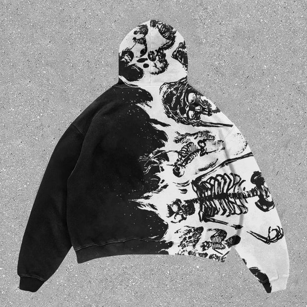 Skull Print Street Style Casual Long Sleeve Hoodie