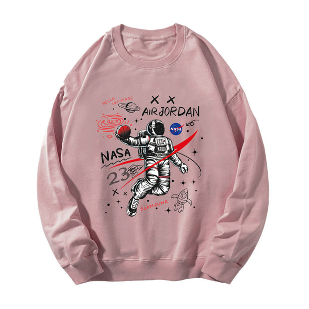 Casual round neck long sleeve printed sweatshirt