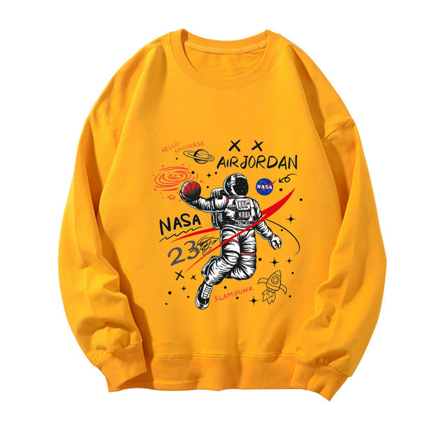 Casual round neck long sleeve printed sweatshirt