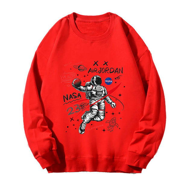 Casual round neck long sleeve printed sweatshirt