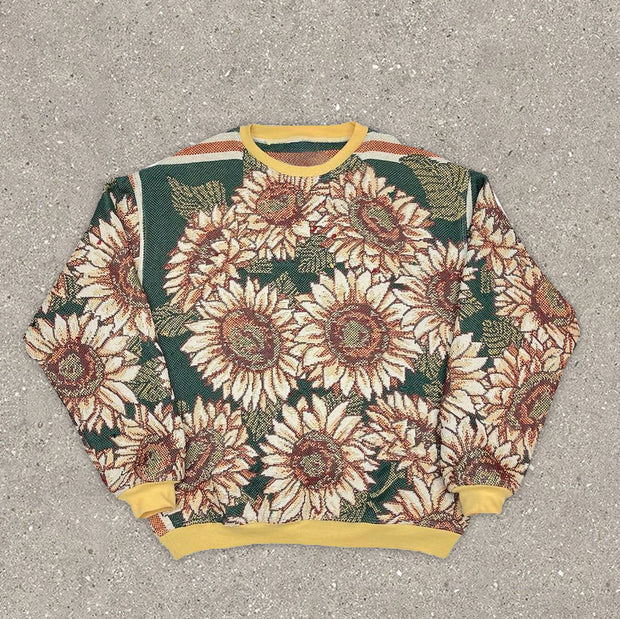 Vintage Daisy Fashion Casual Long Sleeve Sweatshirt