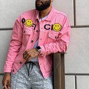 Printed personality street trend pink jacket