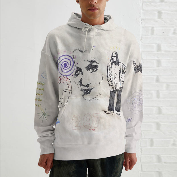 Men's personality printed long-sleeved pullover hoodie