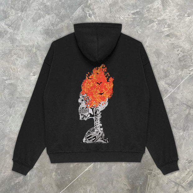 Flame Burning Bones Street Sweatshirt