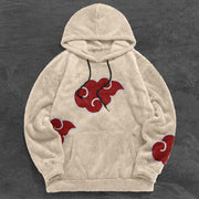 Vintage Cloud Print Plush Street Hoodie