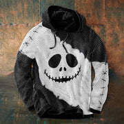 Men's Waffle Long Sleeve Contrast Print Hoodies