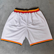 cartoon bear print street mesh shorts