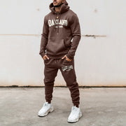 statement street style casual monogram print hoodie set