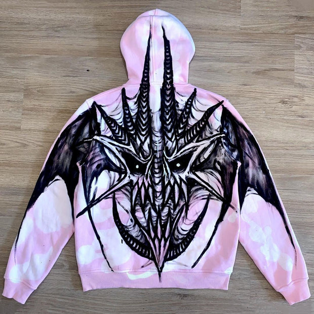 Personality Spider Rib Print Hoodie