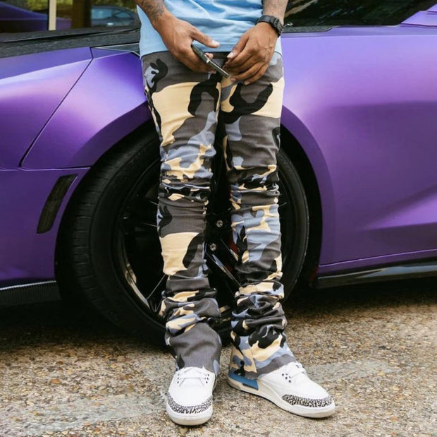 Personalized street style retro camouflage trousers