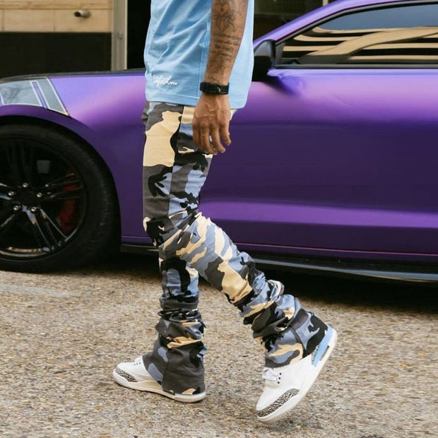 Personalized street style retro camouflage trousers