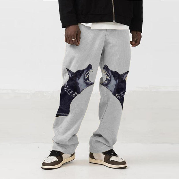 Printed casual loose trousers