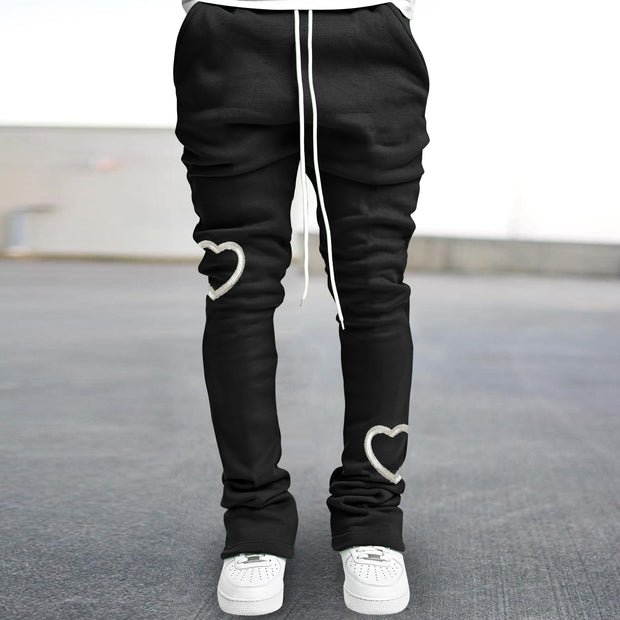 Retro casual printed street straight trousers