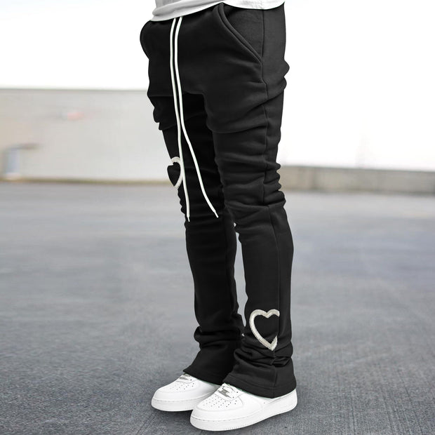Retro casual printed street straight trousers