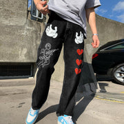 Street retro personality pattern jeans