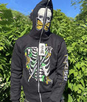 Fashion Street Print Butterfly Skull Long Sleeve Hoodie