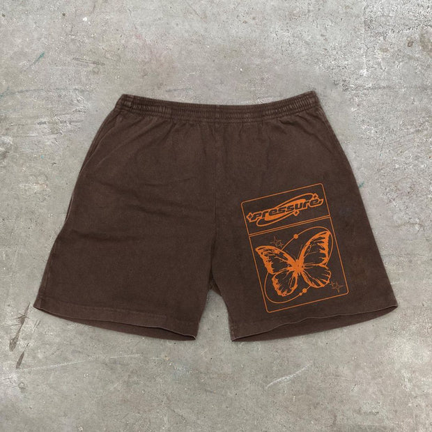 Personalized casual butterfly print shorts men