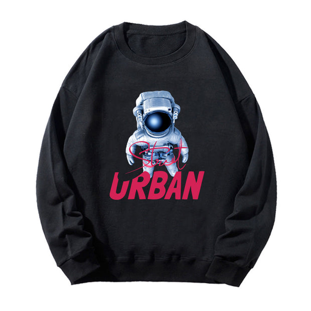 Astronaut Fashion Print Men's and Women's Round Neck Loose Sweatshirt