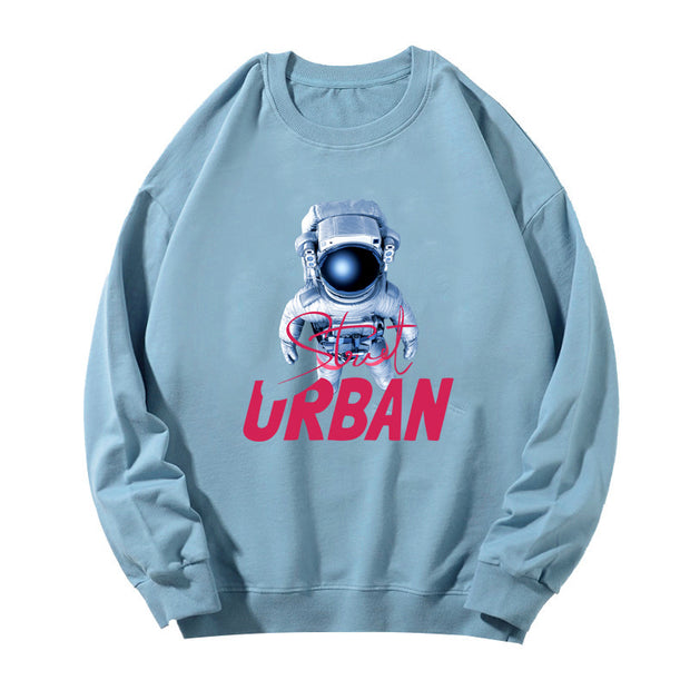 Astronaut Fashion Print Men's and Women's Round Neck Loose Sweatshirt