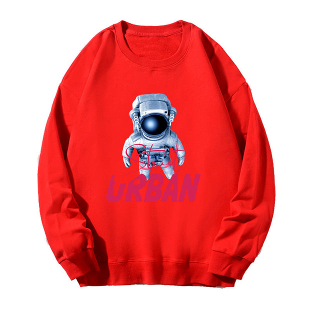 Astronaut Fashion Print Men's and Women's Round Neck Loose Sweatshirt