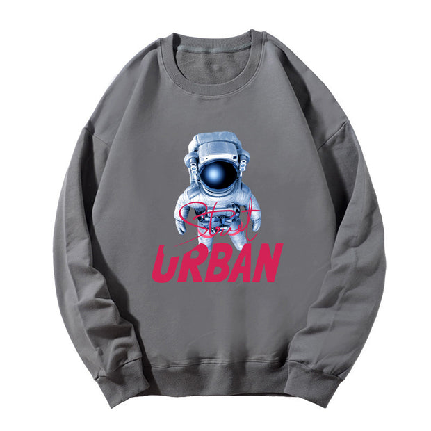 Astronaut Fashion Print Men's and Women's Round Neck Loose Sweatshirt