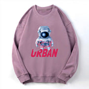 Astronaut Fashion Print Men's and Women's Round Neck Loose Sweatshirt