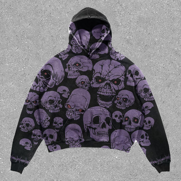 statement street skull print hoodie