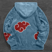 Vintage Cloud Print Plush Street Hoodie