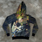 Rendering retro art print long sleeve hoodie