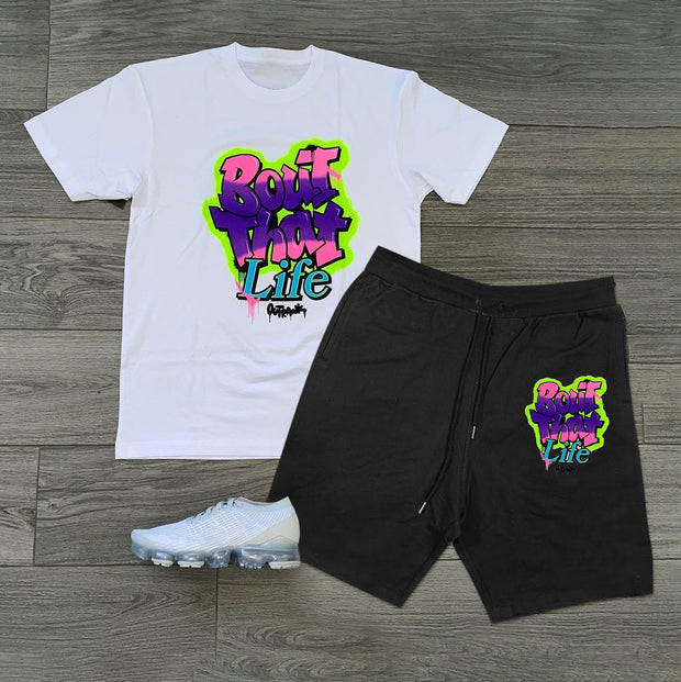 College style printed short-sleeved casual suit