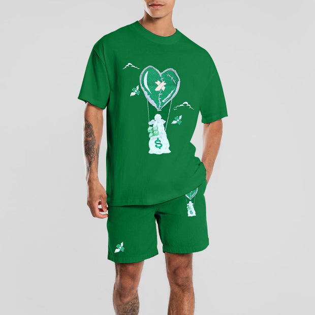 Personalized printed casual short-sleeved sports suit