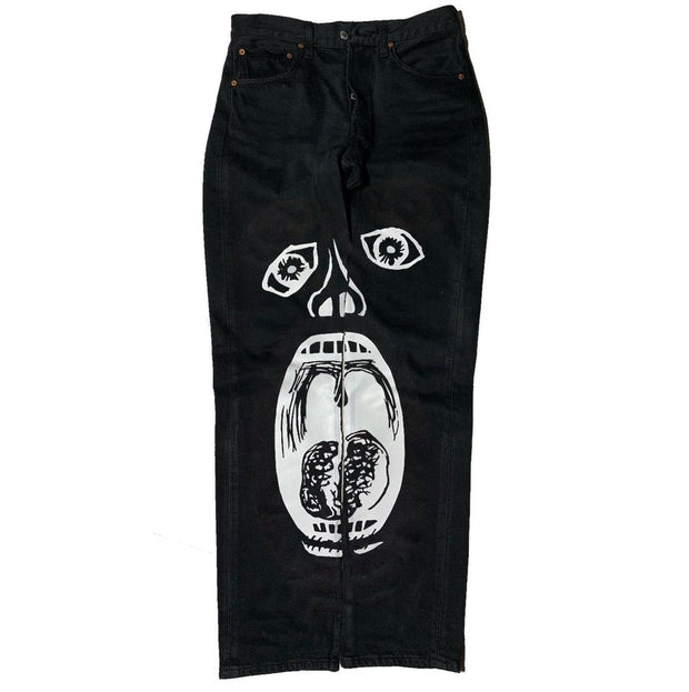 Personalized print loose street black jeans