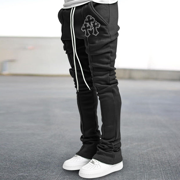 Retro Fashion Hip-Hop Tide Brand Cross Flared Pants