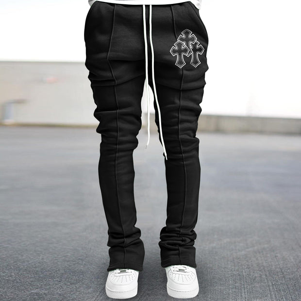 Retro Fashion Hip-Hop Tide Brand Cross Flared Pants