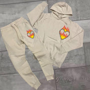 Burning heart casual street sports home plus velvet suit