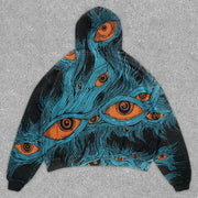 Statement Vintage Print Long Sleeve Loose Hoodie