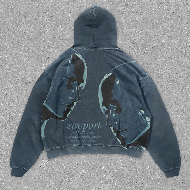 Sleek Casual Digital Print Hoodie