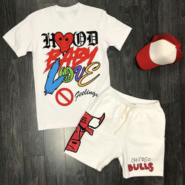 Personalized print crew neck short sleeve suit