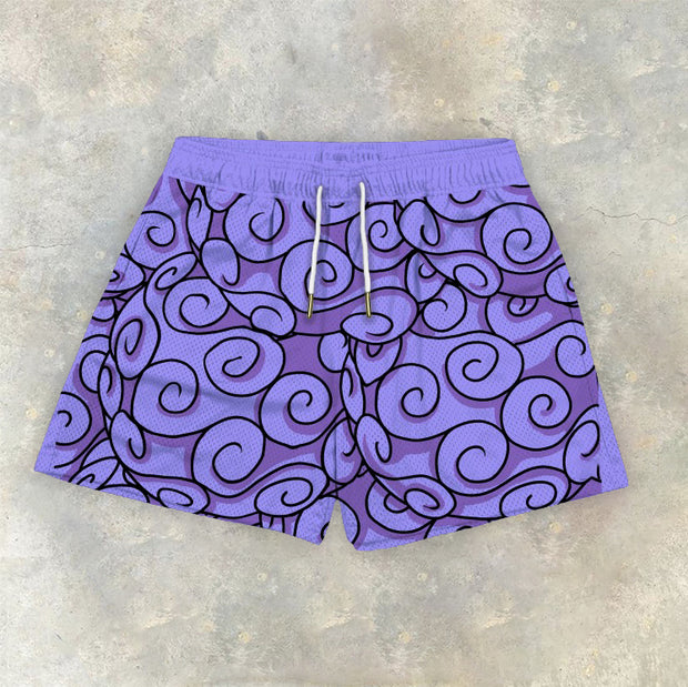 Casual Preppy Fashion Printed Mesh Shorts