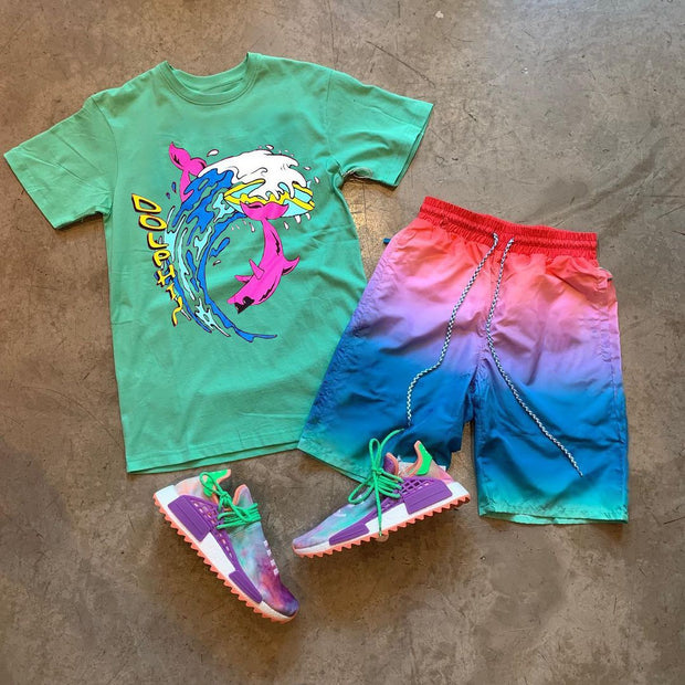 Personalized dolphin print T-shirt casual suit