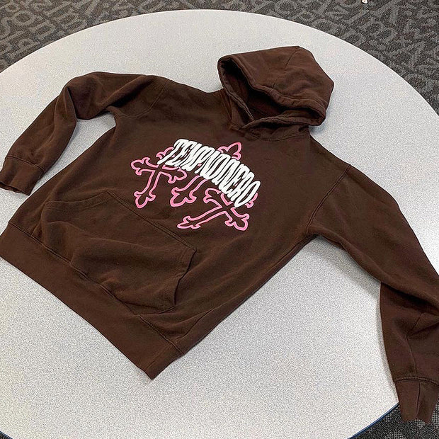 Hip Hop Graphic Hoodie Brown