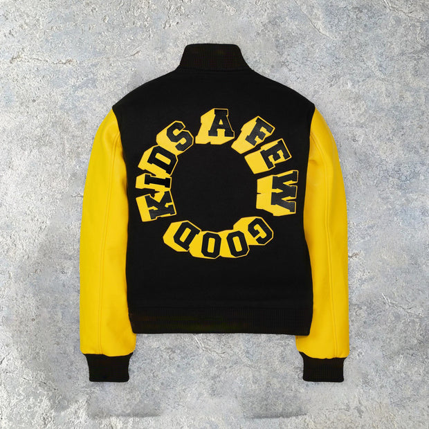 Personality contrast embroidery street warmth baseball uniform jacket